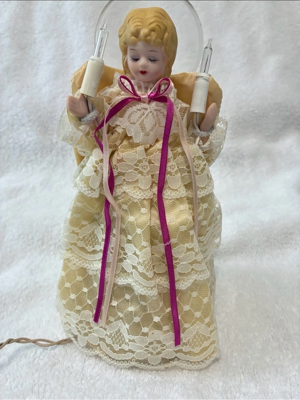 Vintage lighted angel Christmas tree topper
